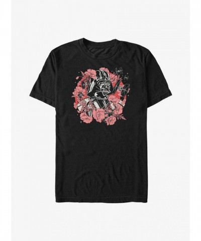 Star Wars Floral Darth Vader Lightweight T-Shirt - Men's Black