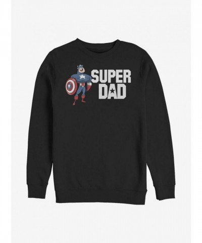 Marvel Captain America Super Dad Black Crew Sweatshirt for Men