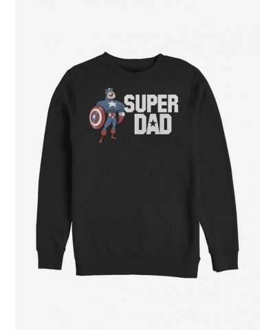 Marvel Captain America Super Dad Black Crew Sweatshirt for Men