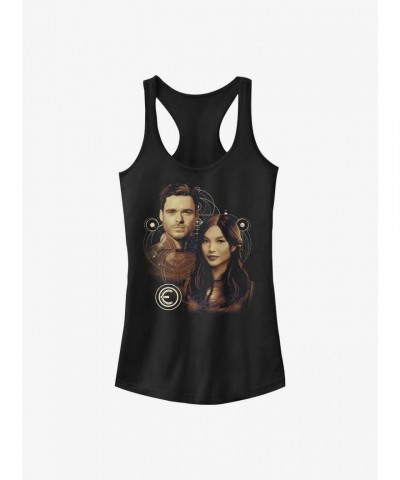 Marvel Eternals Sersi & Ikaris Girls Cotton Blend Tank Top - Black