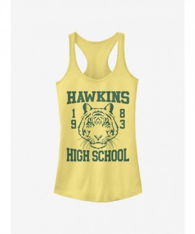 Stranger Things 1983 Hawkins High Tiger Tank Top - Yellow for Girls