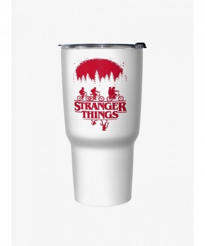 Stranger Things Inspired White Riding Bikes Travel Mug