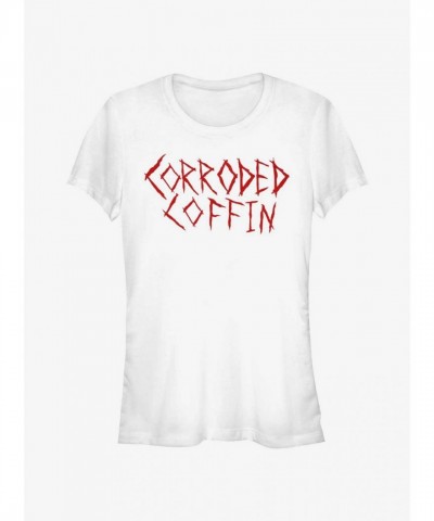 Stranger Things Inspired Corroded Coffin Tee - Lightweight White Women's Fit