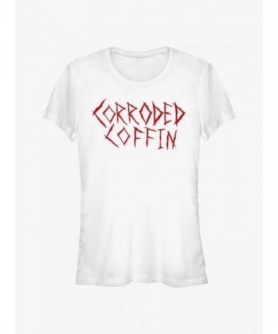 Stranger Things Inspired Corroded Coffin Tee - Lightweight White Women's Fit