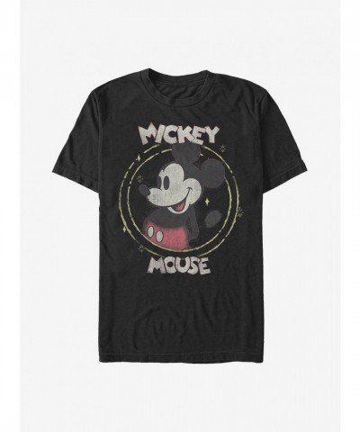 Disney Happy Mickey Men's Lightweight Black T-Shirt