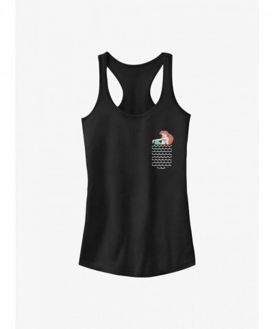 Disney Little Mermaid Ariel Pocket Waves Black Tank Top for Girls
