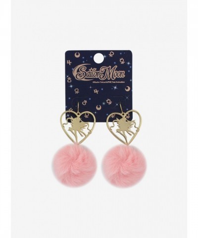 Sailor Moon Romantic Heart Charm Pink Fuzzy Earrings