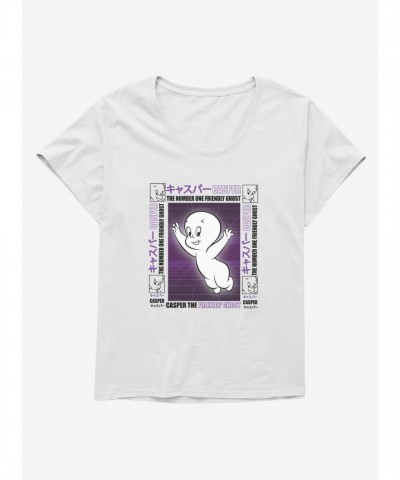 Casper Friendly Ghost Virtual Raver Tee for Girls - Plus Size White