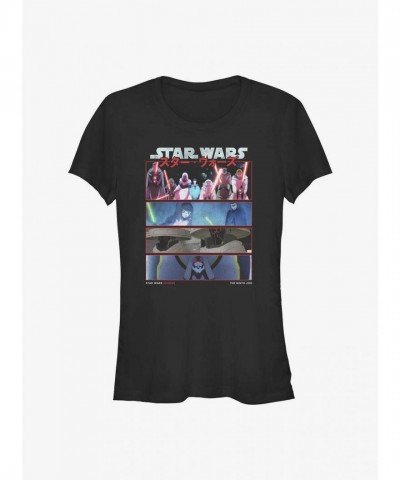 Star Wars Visions Stack T-Shirt for Girls - The Ninth Jedi, Black