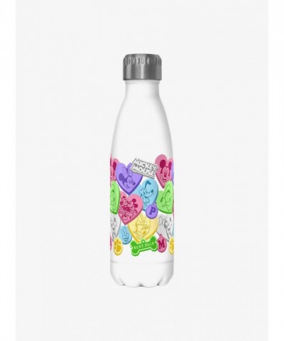 Disney Mickey Mouse Inspired Candy Heart Water Bottle, 17oz, White Stainless Steel