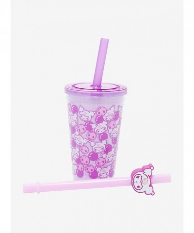 Kuromi Acrylic Travel Cup with Boba Straws for Fun Beverage On-The-Go