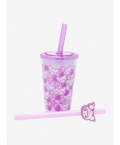 Kuromi Acrylic Travel Cup with Boba Straws for Fun Beverage On-The-Go