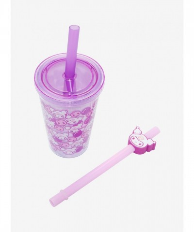 Kuromi Acrylic Travel Cup with Boba Straws for Fun Beverage On-The-Go
