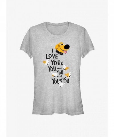 Disney Pixar Up Dug Loves You Grey Girls T-Shirt