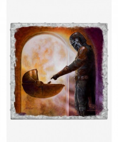 Star Wars Mandalorian Metal Art Box - 14" x 14" Decorative Turning Point Painting
