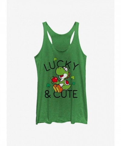 Nintendo Girls Lucky Yoshi Green Tank Top