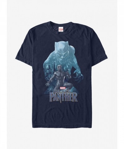 Marvel 2018 Black Panther Wakanda Silhouette T-Shirt - Blue Men's Edition