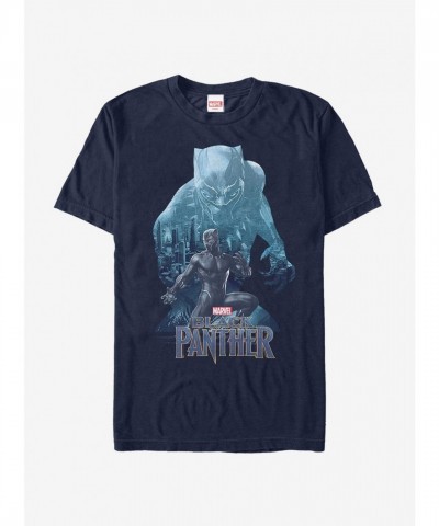 Marvel 2018 Black Panther Wakanda Silhouette T-Shirt - Blue Men's Edition