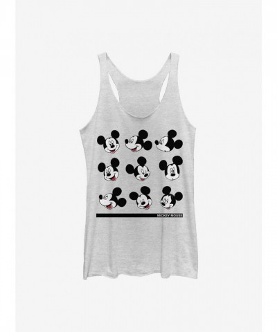Disney Girls Cute Mickey Mouse Expressions Tank Top - White