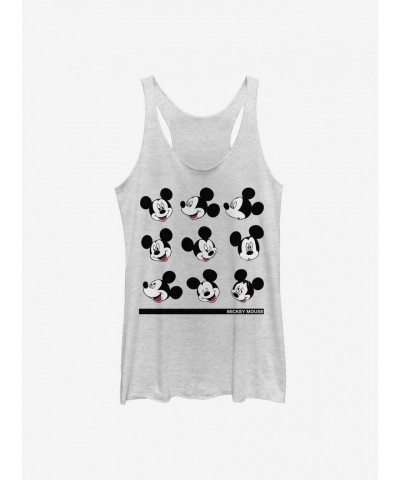 Disney Girls Cute Mickey Mouse Expressions Tank Top - White