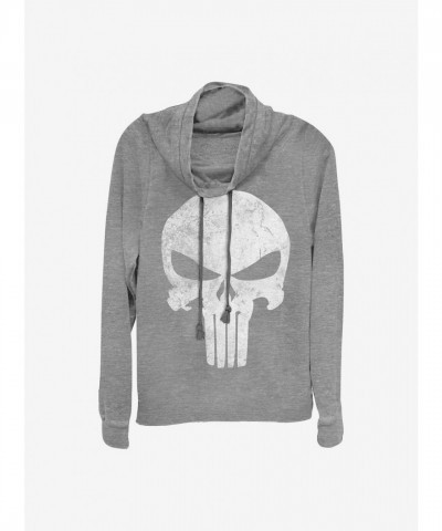Marvel Punisher Grey Cowl Neck Sweatshirt for Girls