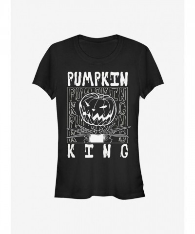 Pumpkin King Nightmare Before Christmas Girls T-Shirt - Junior Sizes in Black