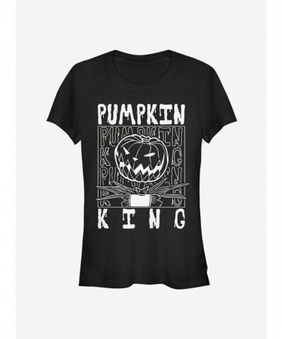Pumpkin King Nightmare Before Christmas Girls T-Shirt - Junior Sizes in Black