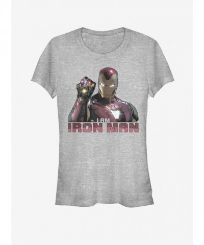 Marvel Girls T-Shirt - Avengers Endgame Iron Man Infinity Stones - Grey