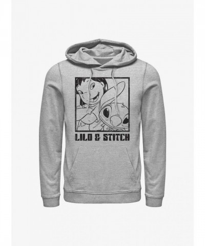 Disney Lilo & Stitch Men's Grey Snap Hoodie
