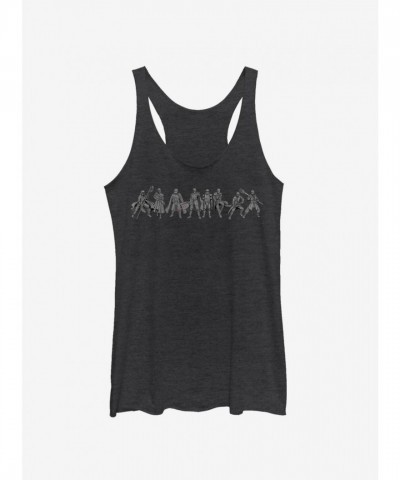 Star Wars Girls Tank Top - The Rise Of Skywalker New Order Line-Up - BLACK