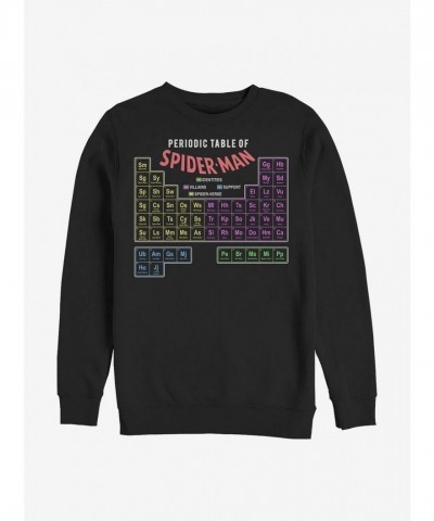 Marvel's Iconic Spider-Man Periodic Crew Sweatshirt - Black