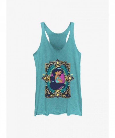 Disney Aladdin 30th Anniversary Jasmine Badge Blue Tank Top for Girls