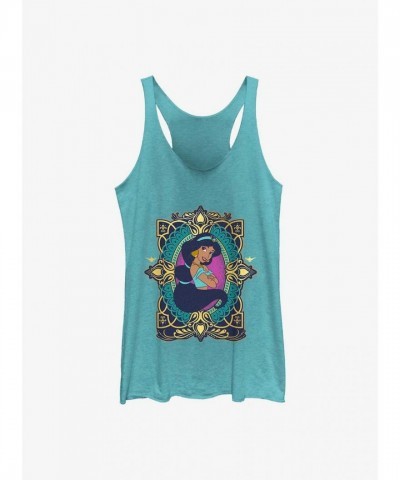 Disney Aladdin 30th Anniversary Jasmine Badge Blue Tank Top for Girls