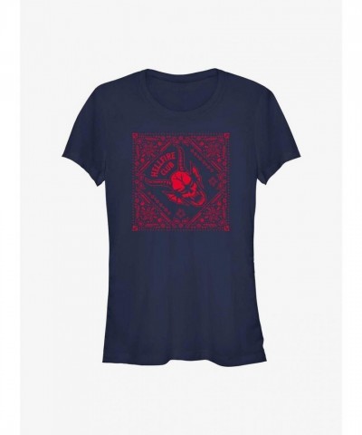 Stranger Things Inspired Hellfire Club Design Blue T-Shirt for Girls