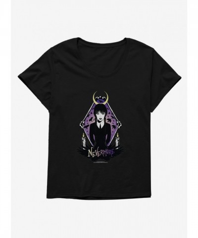 Wednesday Nevermore Plus Size Girls Scoop Neck T-Shirt - Black