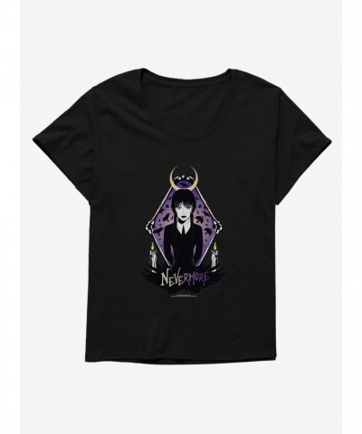 Wednesday Nevermore Plus Size Girls Scoop Neck T-Shirt - Black