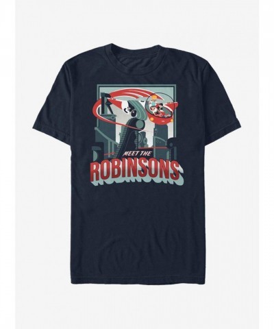Disney Retro Futuristic T-Shirt for Men - Meet The Robinsons Poster Print - Blue