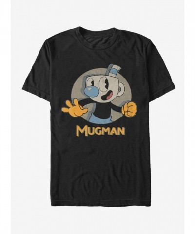 Cuphead's Mugman Grinning Circle Print T-Shirt - Black for Men