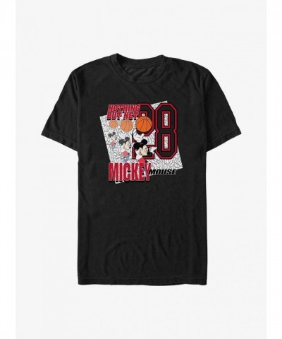 Disney Men's Nothing But Net Mickey Mouse Basketball T-Shirt - Black
