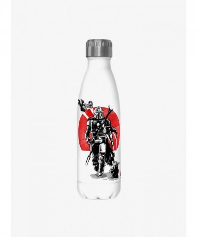 Mandalorian Sumi Ink White Water Bottle - 17 oz Stainless Steel for Adults