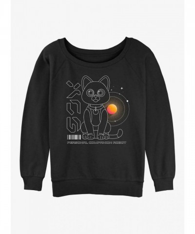 Disney Pixar Lightyear Sox Robot Cat Girls Slouchy Cotton Sweatshirt - Black
