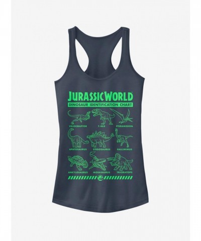 Jurassic World Fallen Kingdom Dinosaur ID Card Girls Tank Top - Blue