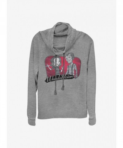Marvel WandaVision Cartoon Girls Top - Grey Cowl Neck