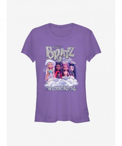 Bratz Angel 2001 Clouds Girls T-Shirt - Purple Junior Size