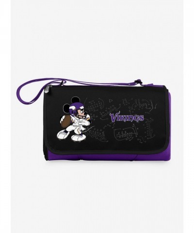 Disney Mickey Mouse Minnesota Vikings Outdoor Picnic Blanket with Tote and Shoulder Strap