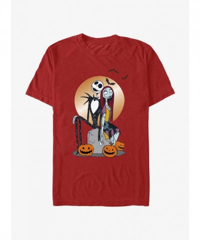 Disney Nightmare Before Christmas Jack & Sally Holding Hands Men's Red T-Shirt