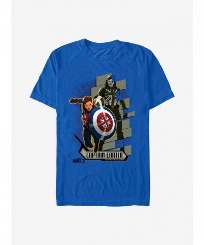 Marvel What If...? Men's Lightweight Carter Attacks Graphic Tee