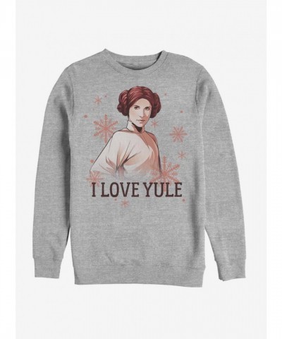 Star Wars Women's Grey Princess Leia I Love Yule Crew Neck Sweatshirt