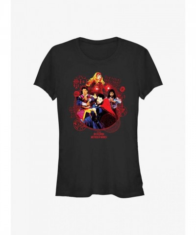 Marvel Girls' Lightweight Doctor Strange Multiverse Badge T-Shirt - Black