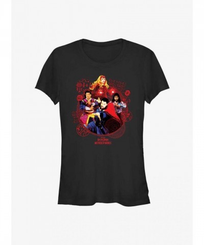 Marvel Girls' Lightweight Doctor Strange Multiverse Badge T-Shirt - Black